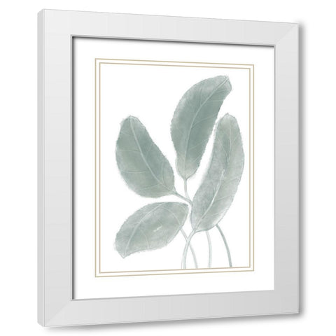 Leaves Watercolor 02 White Modern Wood Framed Art Print with Double Matting by Artographie Studio