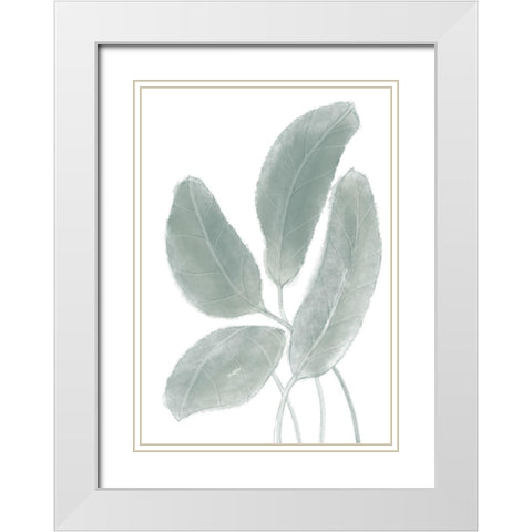 Leaves Watercolor 02 White Modern Wood Framed Art Print with Double Matting by Artographie Studio