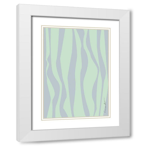 Wavy Stripes White Modern Wood Framed Art Print with Double Matting by Artographie Studio