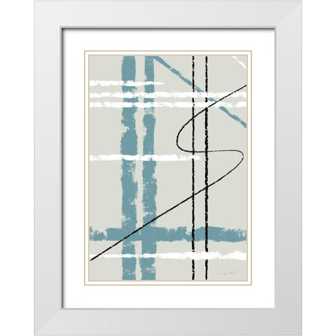 Messy Lines White Modern Wood Framed Art Print with Double Matting by Artographie Studio