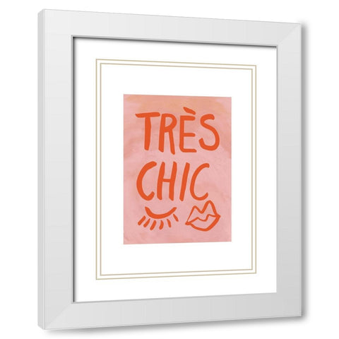 TrAus Chic Pink Frame White Modern Wood Framed Art Print with Double Matting by Artographie Studio