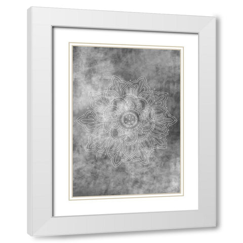 Mandala Smokey White Modern Wood Framed Art Print with Double Matting by Artographie Studio