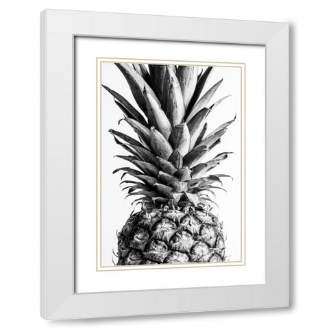 Pinapple Black a White 03 White Modern Wood Framed Art Print with Double Matting by Artographie Studio