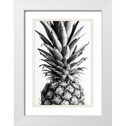 Pinapple Black a White 03 White Modern Wood Framed Art Print with Double Matting by Artographie Studio