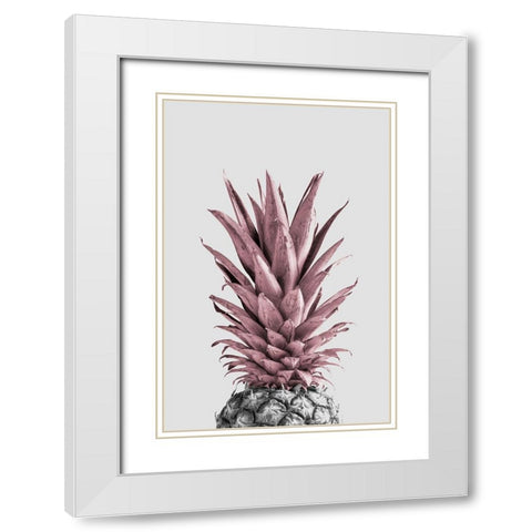 Pineapple Pink 04 White Modern Wood Framed Art Print with Double Matting by Artographie Studio