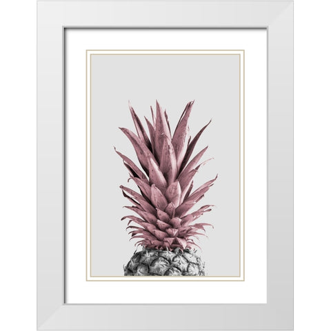 Pineapple Pink 04 White Modern Wood Framed Art Print with Double Matting by Artographie Studio