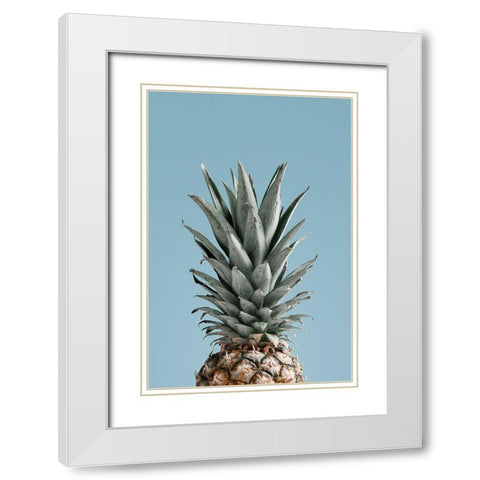 Pineapple Blue 04 White Modern Wood Framed Art Print with Double Matting by Artographie Studio