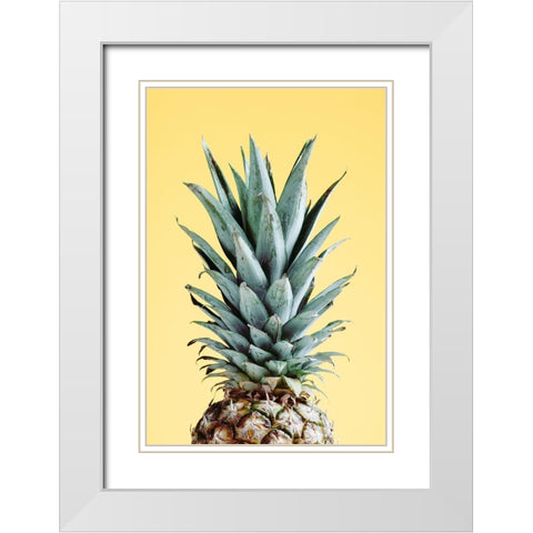 Pineapple Yellow 03 White Modern Wood Framed Art Print with Double Matting by Artographie Studio