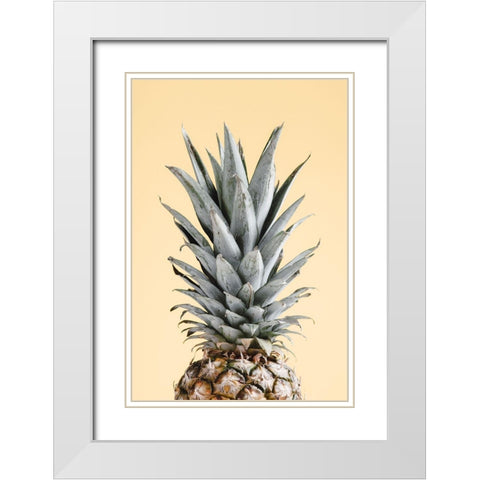 Pineapple Yellow 04 White Modern Wood Framed Art Print with Double Matting by Artographie Studio