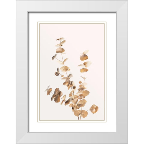 Eucalyptus Gold No 04 White Modern Wood Framed Art Print with Double Matting by Artographie Studio