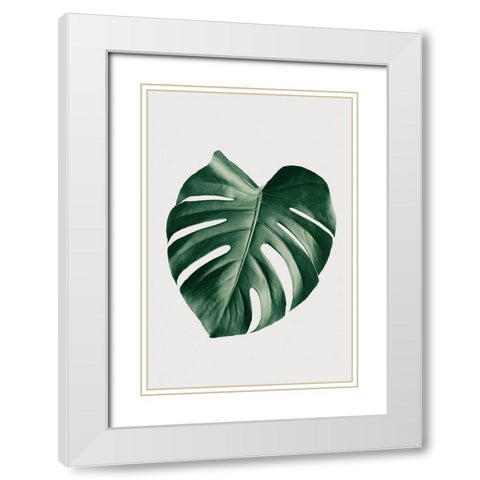 Monstera Natural 23 White Modern Wood Framed Art Print with Double Matting by Artographie Studio