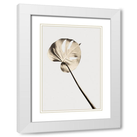 Monstera Gold 03 White Modern Wood Framed Art Print with Double Matting by Artographie Studio