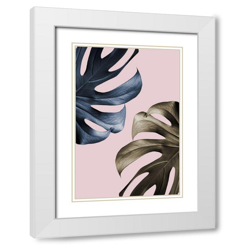 Monstera Pink Light 01 White Modern Wood Framed Art Print with Double Matting by Artographie Studio