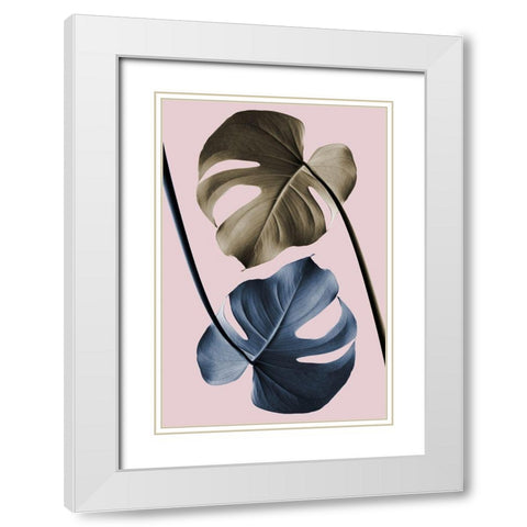 Monstera Pink Light 02 White Modern Wood Framed Art Print with Double Matting by Artographie Studio