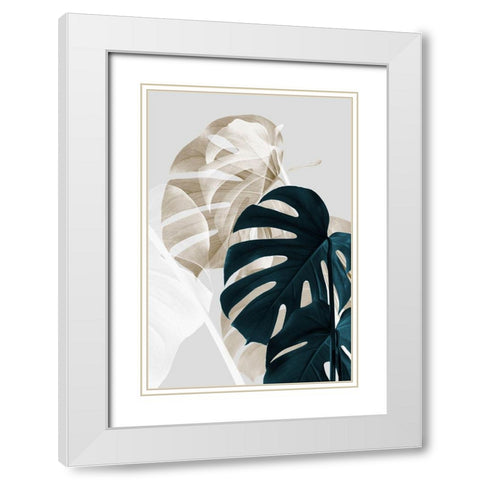 Monstera Creative 05 White Modern Wood Framed Art Print with Double Matting by Artographie Studio