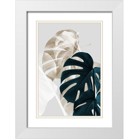 Monstera Creative 05 White Modern Wood Framed Art Print with Double Matting by Artographie Studio