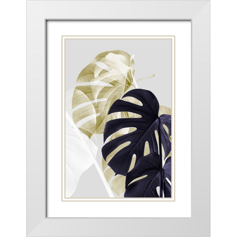 Monstera Creative 06 White Modern Wood Framed Art Print with Double Matting by Artographie Studio