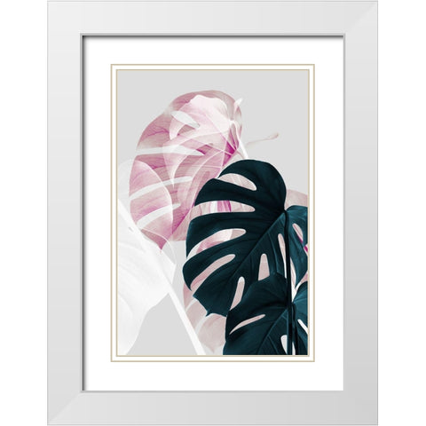 Monstera Creative 08 White Modern Wood Framed Art Print with Double Matting by Artographie Studio