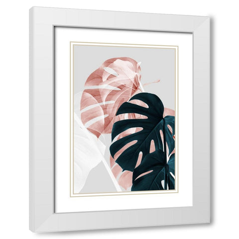 Monstera Creative 09 White Modern Wood Framed Art Print with Double Matting by Artographie Studio