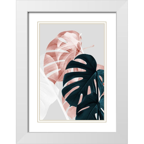Monstera Creative 09 White Modern Wood Framed Art Print with Double Matting by Artographie Studio
