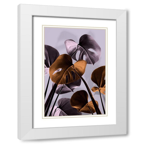 Monstera Purple 01 White Modern Wood Framed Art Print with Double Matting by Artographie Studio