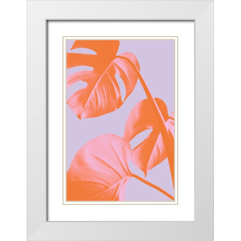 Monstera Purple 03 White Modern Wood Framed Art Print with Double Matting by Artographie Studio