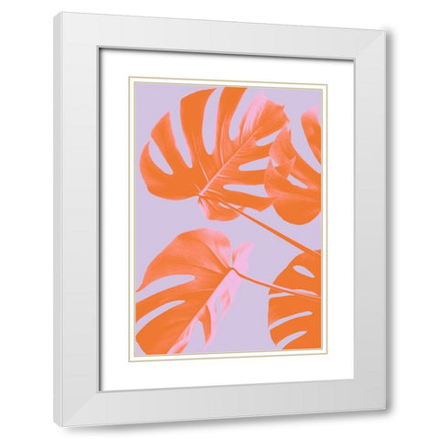 Monstera Purple 04 White Modern Wood Framed Art Print with Double Matting by Artographie Studio