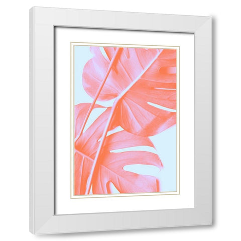 Monstera Orange 04 White Modern Wood Framed Art Print with Double Matting by Artographie Studio