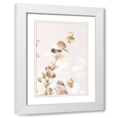 Eucalyptus Creative Gold 02 White Modern Wood Framed Art Print with Double Matting by Artographie Studio