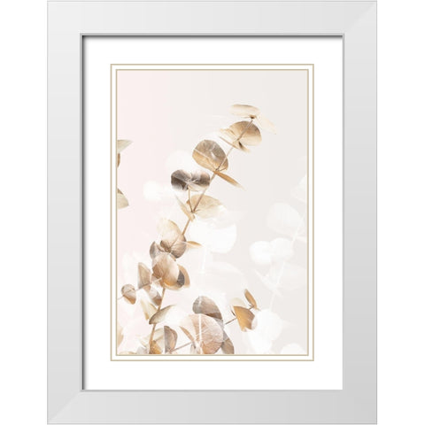 Eucalyptus Creative Gold 02 White Modern Wood Framed Art Print with Double Matting by Artographie Studio