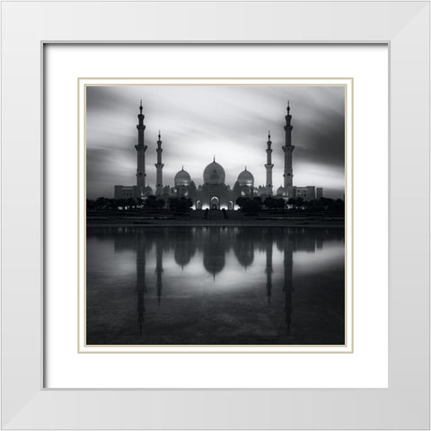 Reflection of Worship White Modern Wood Framed Art Print with Double Matting by Behzad, Majid