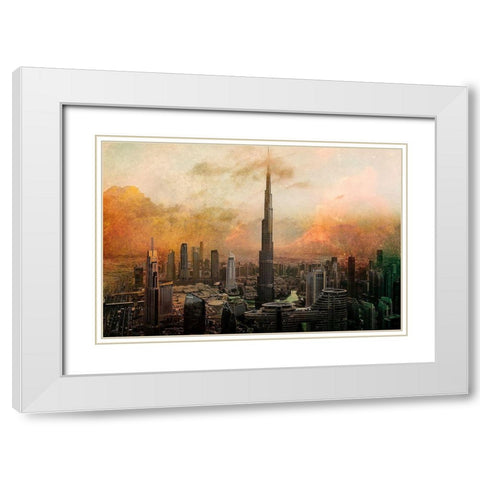 Burj Khalifa White Modern Wood Framed Art Print with Double Matting by Chiriaco, Carmine