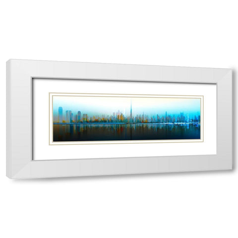 Dubai Skyline Day White Modern Wood Framed Art Print with Double Matting by Chiriaco, Carmine