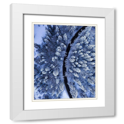 The Road not Taken White Modern Wood Framed Art Print with Double Matting by Razvan