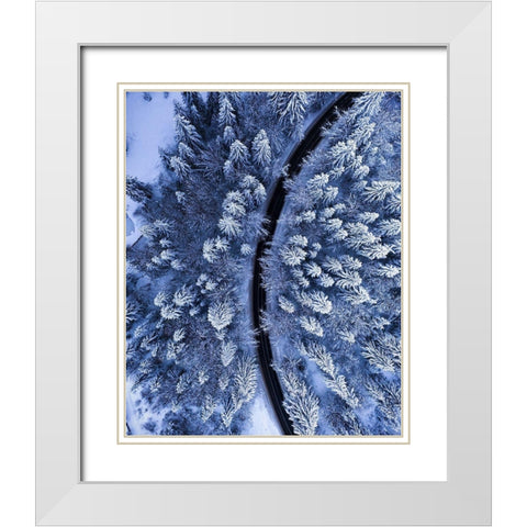 The Road not Taken White Modern Wood Framed Art Print with Double Matting by Razvan