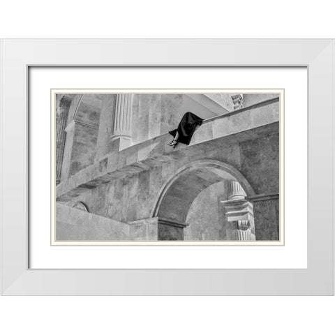 Lines White Modern Wood Framed Art Print with Double Matting by ElaheBeigi