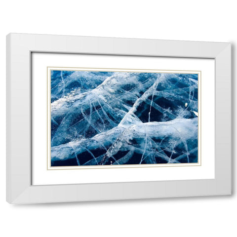 Baikal ice White Modern Wood Framed Art Print with Double Matting by Bondarenko, Alexander