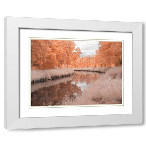 Saarkanal White Modern Wood Framed Art Print with Double Matting by Bauer, Klaus