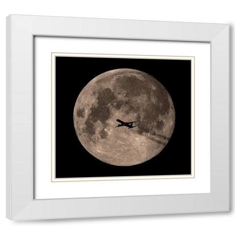 Passing Through Full Moon White Modern Wood Framed Art Print with Double Matting by Chakraborty, Mainak