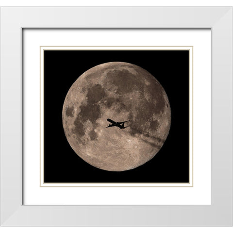 Passing Through Full Moon White Modern Wood Framed Art Print with Double Matting by Chakraborty, Mainak