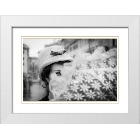 Mary Poppins White Modern Wood Framed Art Print with Double Matting by DanMasa