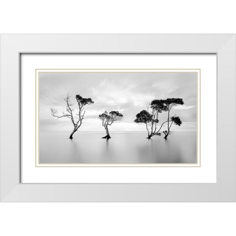 Drowning Not Waving White Modern Wood Framed Art Print with Double Matting by Fudge, Steven