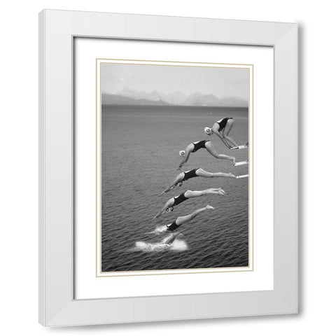 The beauty of diving White Modern Wood Framed Art Print with Double Matting by van Son, Greetje