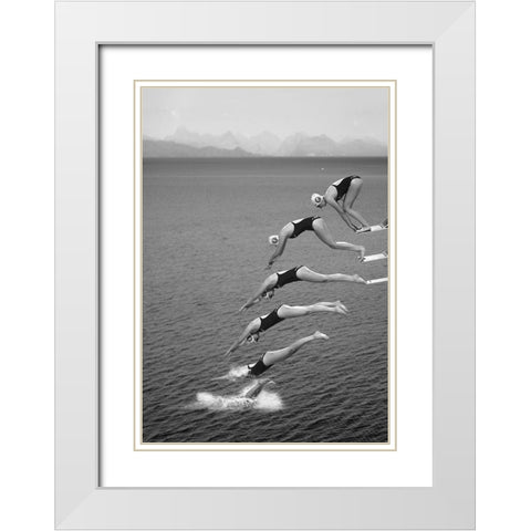 The beauty of diving White Modern Wood Framed Art Print with Double Matting by van Son, Greetje