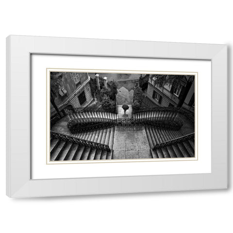 Scalinata Poli White Modern Wood Framed Art Print with Double Matting by Montemagno, Domenico
