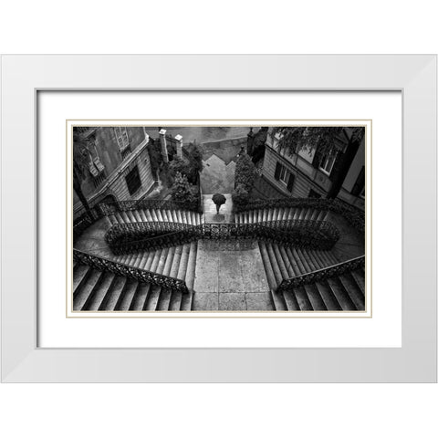Scalinata Poli White Modern Wood Framed Art Print with Double Matting by Montemagno, Domenico
