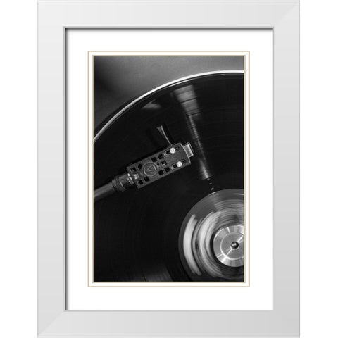 Vinyl 001 White Modern Wood Framed Art Print with Double Matting by Artographie Studio