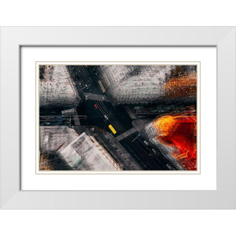 Moscow Crossroad White Modern Wood Framed Art Print with Double Matting by Chiriaco, Carmine