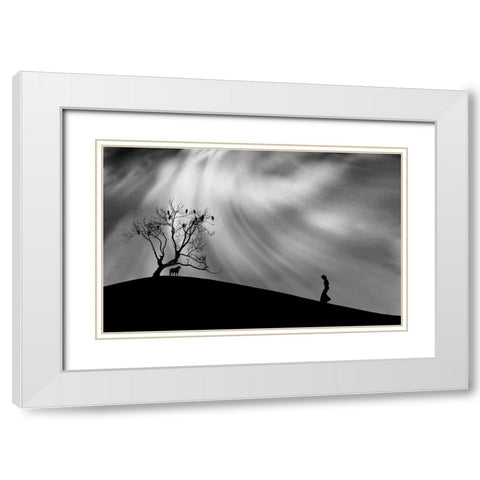 Uphill Walk White Modern Wood Framed Art Print with Double Matting by Hammer, Peter