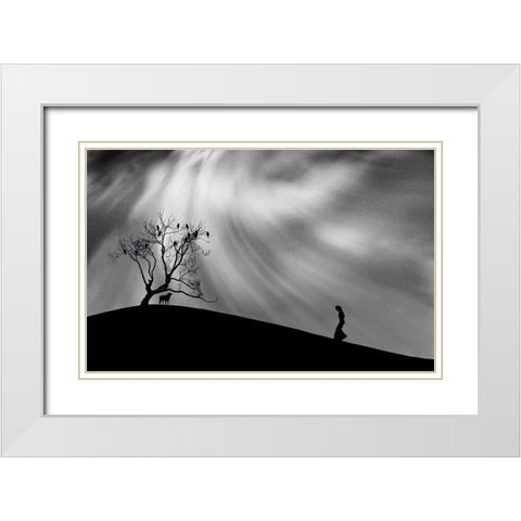 Uphill Walk White Modern Wood Framed Art Print with Double Matting by Hammer, Peter
